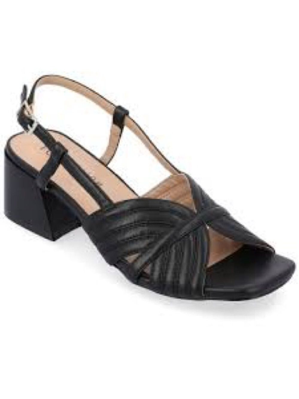 Women’s Journee Collection Kirsi Sling Back Vegan Black Leather Sandals Size 8.5